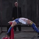 敵のアジトに捕まり両手足磔完全拘束＆逆さ吊るし拷問