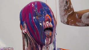 絵具ドロドロぶっかけメッシー｜時間が経つと固まり動きが鈍くなる姿に興奮へ変態フェチ動画