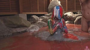 ペイントぶっかけメッシー｜ドロドロに汚れて贅沢に露天風呂に入るアートのような変態フェチ動画