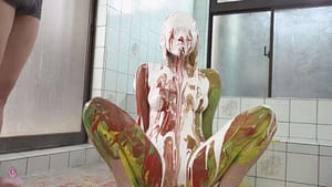 濃厚ペイントメッシー│ドロドロの液体が体の全てを包み込む芸術汚れる女は美しい変態フェチ動画