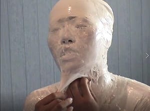 リキッドラテックス全身拘束ゴムメッシープレイ