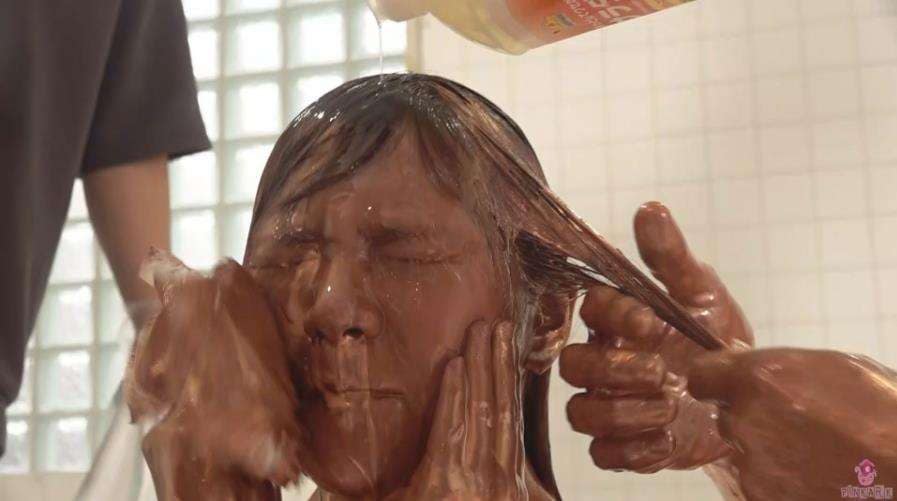 銅粉メッシー全身どろどろ